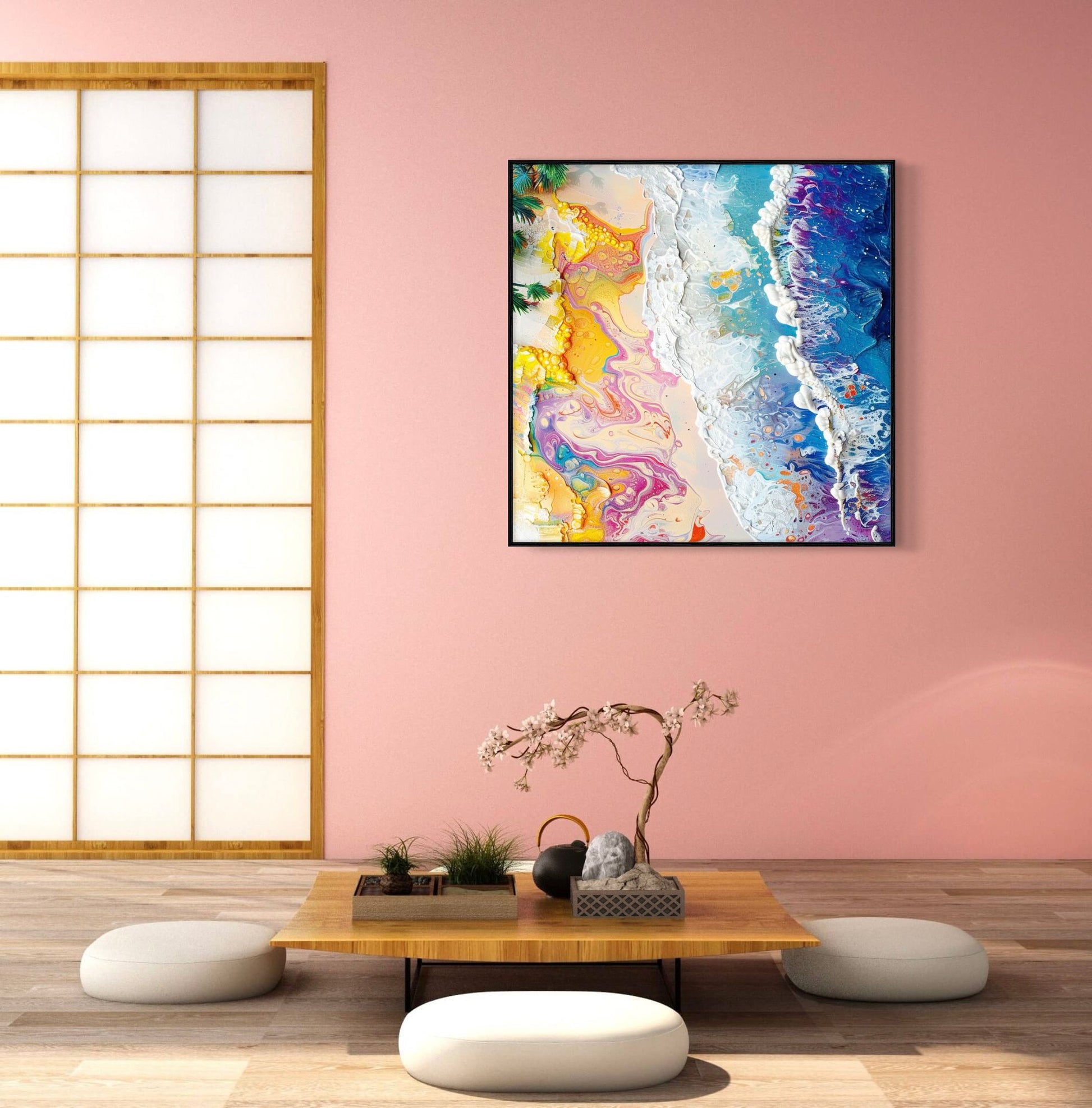 Canvas Prints, Art Space, Poster Prints, Beach, acrylic pour
