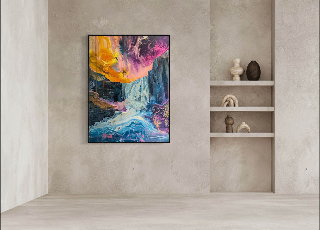 Canvas Prints, Art Space, Poster Prints, Waterfall, acrylic pour