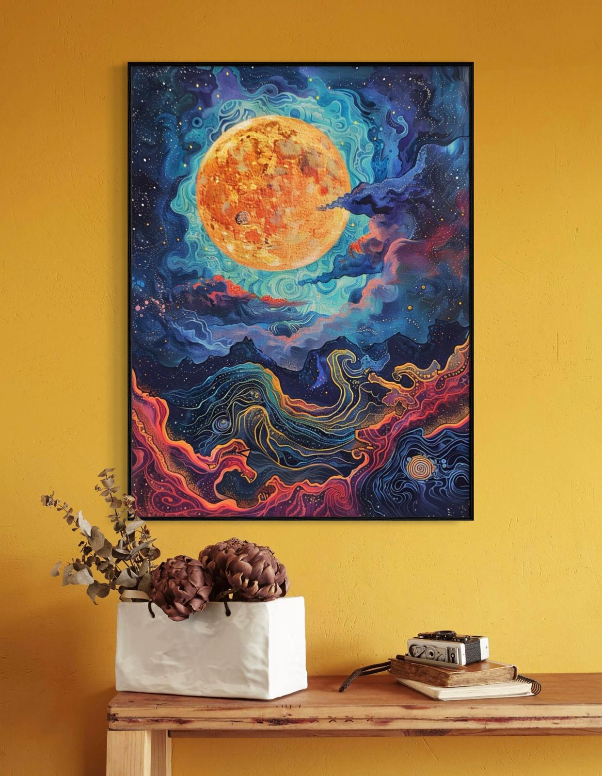 Canvas Prints, Art Space, Poster Prints, full moon, Psychedelic