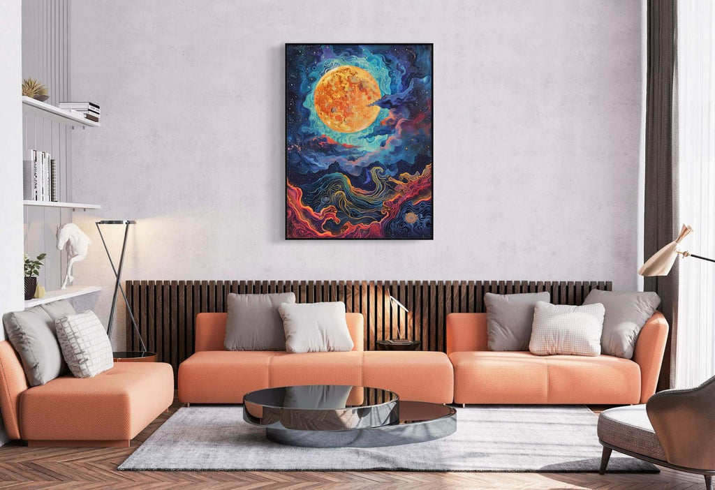 Canvas Prints, Art Space, Poster Prints, full moon, Psychedelic