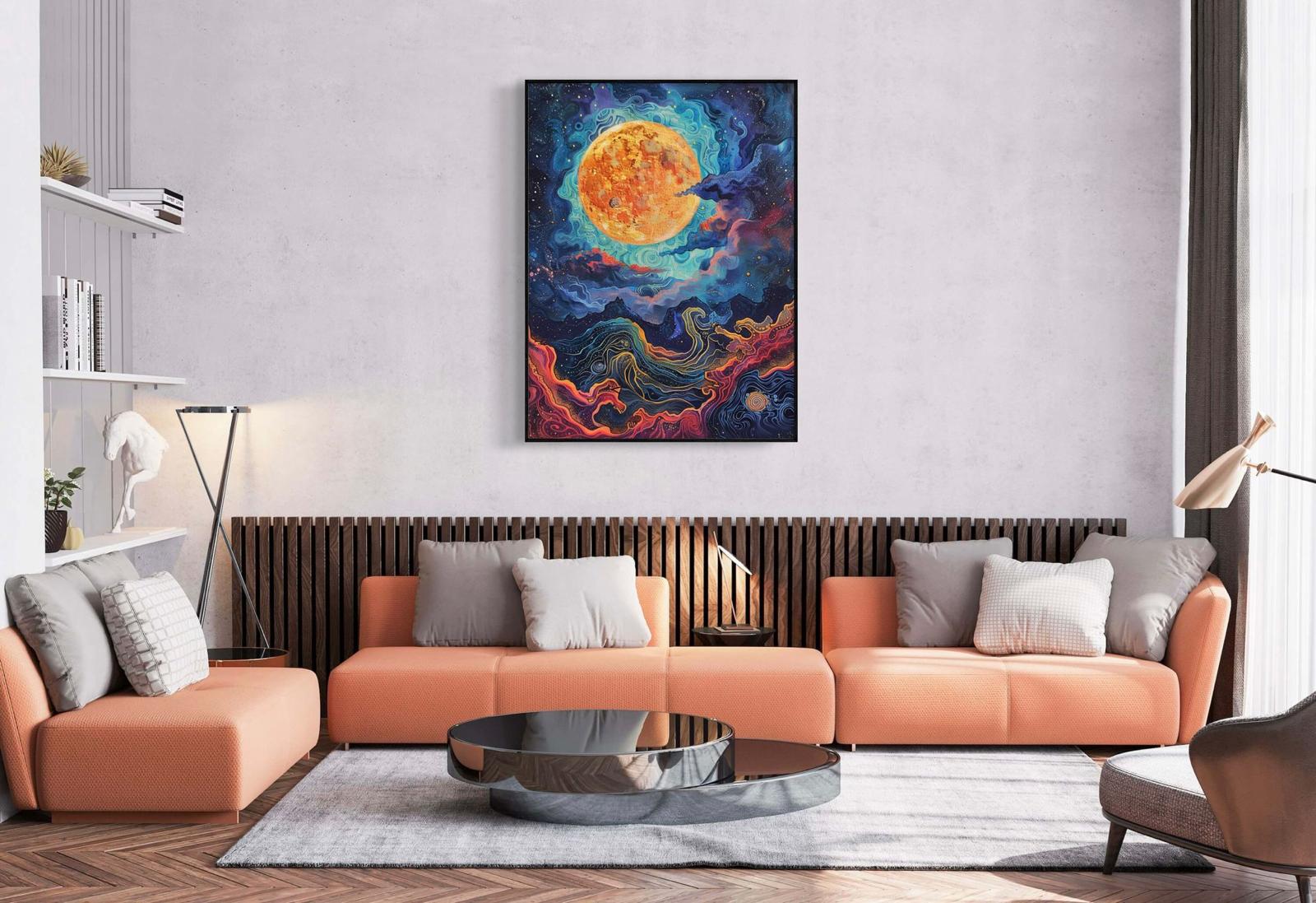 Canvas Prints, Art Space, Poster Prints, full moon, Psychedelic