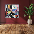 Colorful abstract geometric art with bold shapes and vibrant overlapping color blocks