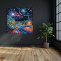 Psychedelic galaxy artwork with swirling stars and vibrant cosmic landscapes