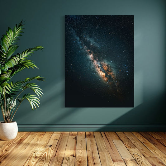AI art of the Milky Way galaxy with dense star fields and colorful nebula glow.